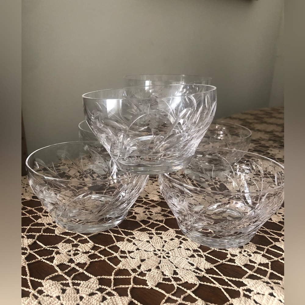Set of 6 vintage Stuart England crystal finger bowls 4 1/4”